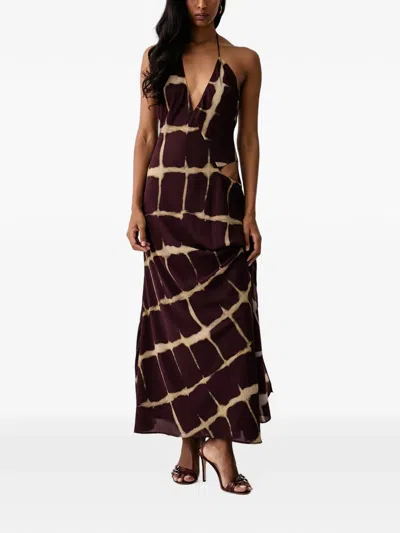 Bardot Check-print Cut-out Maxi Dress In Multi