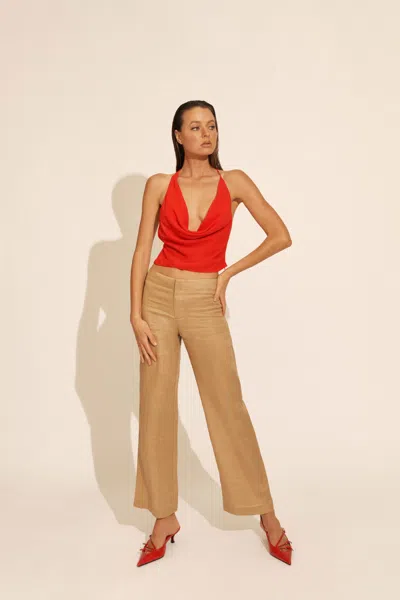 Bardot Cherie Cowl Neck Top In Deep Red