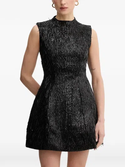 Bardot Christa Hourglass Beaded Mockneck Dress In Black