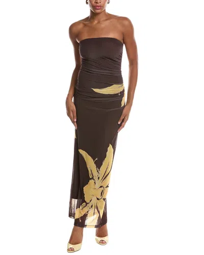 Bardot Ciera Strapless Mesh Maxi Dress In Brown