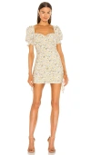 Bardot Cindy Sweetheart Print Dress In Yellow Floral In Yellow