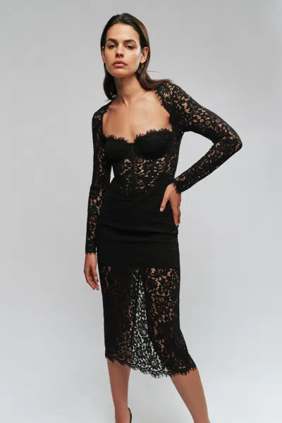 Bardot Clarissa Lace Corset Midi Dress In Black