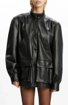 Bardot Clements Boxy Faux Leather Jacket In Black