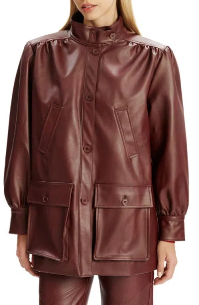 Bardot Clements Boxy Faux Leather Jacket In Burgundy