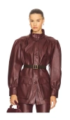 Bardot Clements Boxy Faux Leather Jacket In Burgundy