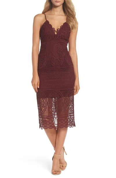 Bardot Cocktail V Neck Strappy Versailles Midi Dress In Red