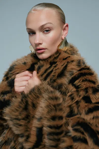 Bardot Colette Faux Fur Jacket In Animal Print