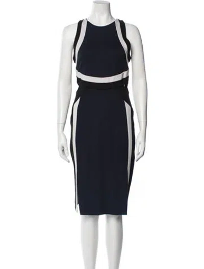 Pre-owned Bardot Colorblock Pattern Knee-length Dress In Blue