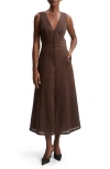Bardot Cordelia Linen Midi Dress In Chocolate