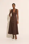 Bardot Cordelia Linen Midi Dress In Chocolate