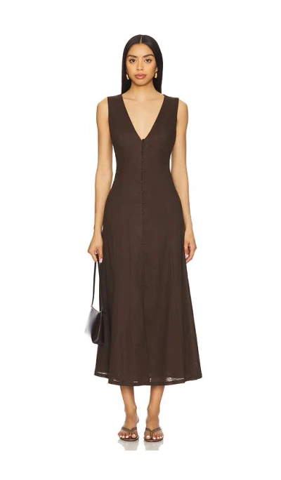 BARDOT CORDELIA LINEN MIDI DRESS
