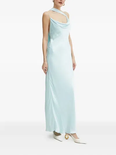 Bardot Cowl-neck Draped Maxi Dress In Green