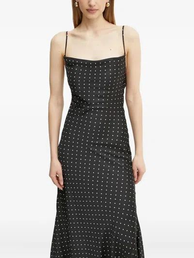 Bardot Cowl-neck Polka-dot Maxi Dress In Black