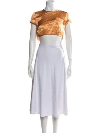 Pre-owned Bardot Crew Neck Short Sleeve Crop Top W/ Tags In Orange