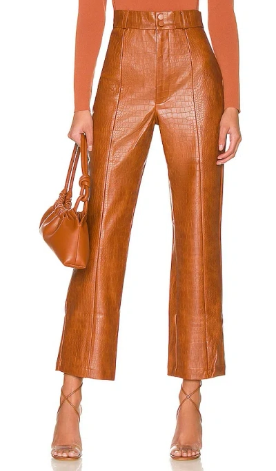 Bardot Croc Vegan Leather Pant In Tan Croc