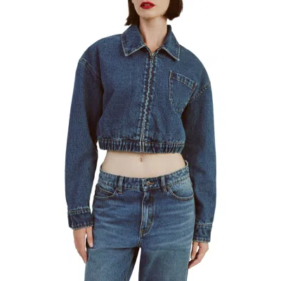 BARDOT BARDOT CROP DENIM BOMBER JACKET