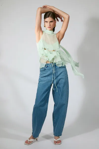 Bardot Cynthia Ruffle Blouse In Green