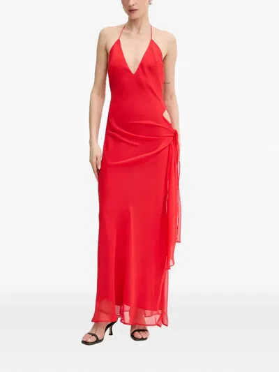 Bardot Cyrel Cut-out Halterneck Maxi Dress In Red