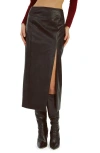 Bardot Dante Faux Leather Midi Skirt In Black