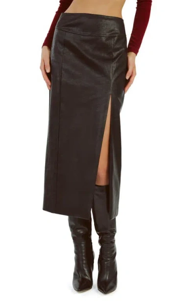 Bardot Dante Faux Leather Midi Skirt In Black