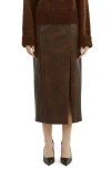 Bardot Dante Faux Leather Midi Skirt In Dark Chocolate In Dark Choco