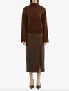 Bardot Dante Faux Leather Midi Skirt In Dark Chocolate In Multi