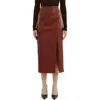 Bardot Dante Faux Leather Slit Midi Skirt In Deep Red
