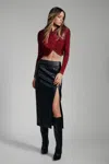 Bardot Dante Vegan Leather Midi Skirt In Black
