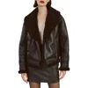 Bardot Dasha Faux Shearling & Faux Leahter Jacket In Black