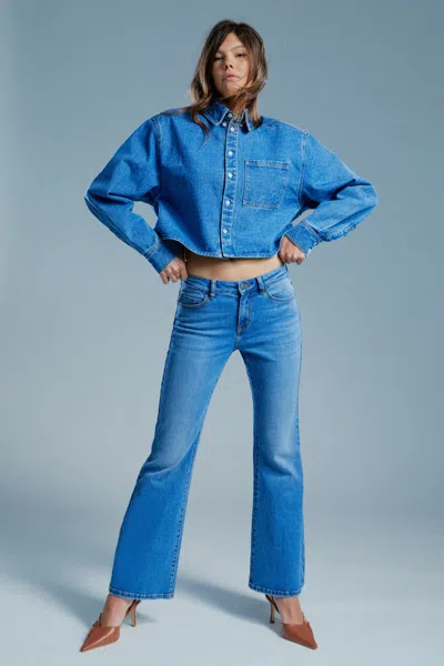 Bardot Daxton Low Boot Leg Jeans In Dark Denim