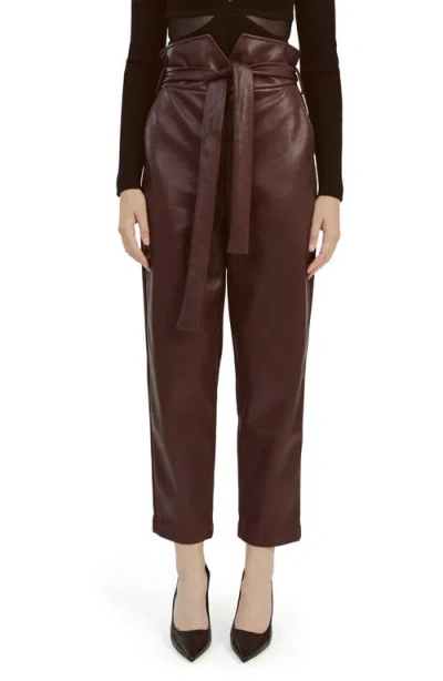 Bardot Debbie Paperbag Faux Leather Pants In Deep Plum