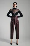 Bardot Debbie Vegan Leather Pant In Deep Plum