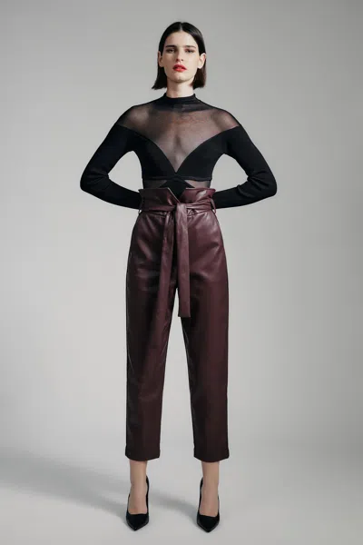 Bardot Debbie Vegan Leather Pant In Deep Plum