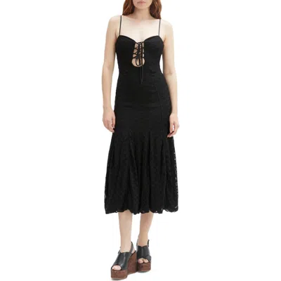 Bardot Delany Lace Sleeveless Bubble Hem Midi Dress In Black