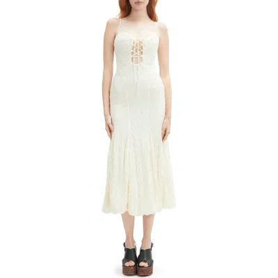 Bardot Delany Lace Sleeveless Bubble Hem Midi Dress In White