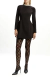Bardot Delphi Embellished Long Sleeve Minidress In Black