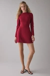 Bardot Delphi Hourglass Long Sleeve Mini Dress In Wine, Women's At Urban Outfitters In Burgundy