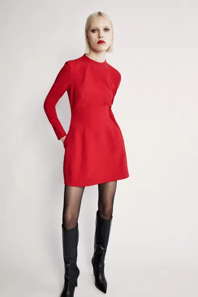 Bardot Delphi Long Sleeve Mini Dress In Red