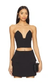 Bardot Delphi Strapless Crop Top In Black