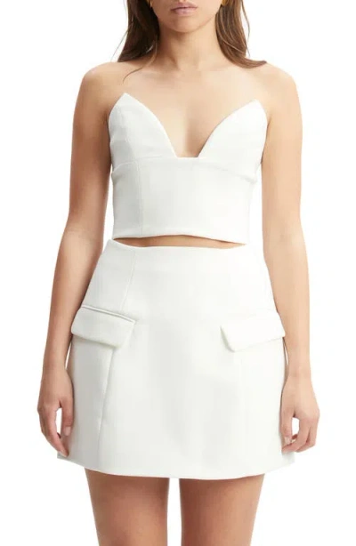 Bardot Delphi Strapless Crop Top In Orchid White