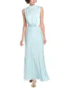 Bardot Delphine High-neck Cut-out Dress In Blue