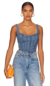 Bardot Denim Corset Bustier In Vintage
