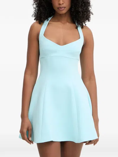 Bardot Deserae Halterneck Flared Mini Dress In Blue