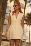 Bardot Destene V-neck Hourglass Tailored Mini Dress In White