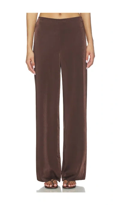 Bardot Devin Mid Rise Satin Pant In Brown
