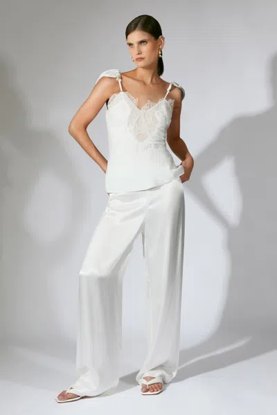 Bardot Devin Mid Rise Satin Pant In Orange