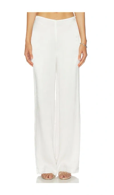 Bardot Devin Mid Rise Satin Pant In White