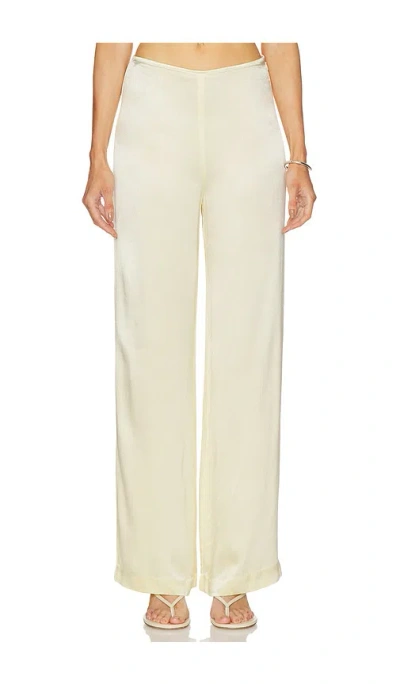 Bardot Devin Mid Rise Satin Pant In Yellow