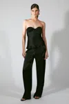 Bardot Devin Midi Rise Satin Pant In Black