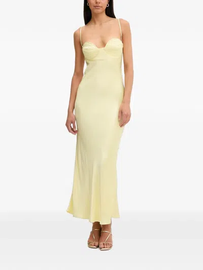 Bardot Devi Satin Cup Detail Cami Maxi Dress In Yellow